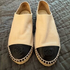 CHANEL Beige and Black Espadrilles